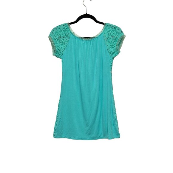 Y2K Babydoll Cap Ruffle Sleeve Aquamarine Blue Gilmore Girls Top Womens Small - Picture 4 of 11